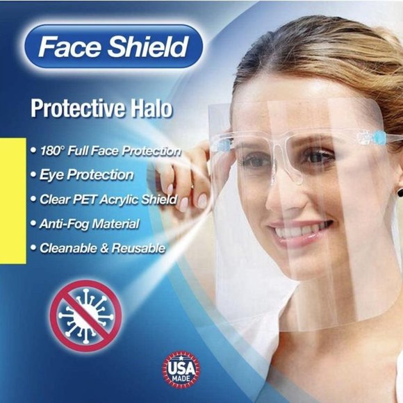 MADE IN THE USA Accessories - CLEAR SAFETY (Anti-fog) FACE SHIELD WITH GLASSES